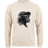 Cotton Prime Sweatshirt 'Cool Monkey mit Brille' bege / grafite / preto / branco