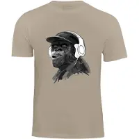 Cotton Prime Camisa 'Monkey mit DJ-Kopfhörer' bege / antracite / branco