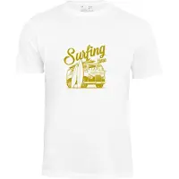 Cotton Prime Camisa 'Surf Time Urlaub Meer Ozean' açafrão / branco