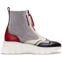 Hispanitas para mulher. CHI243628 Botins desportivos em pele cinzenta, multicoloridos (37), Couro, 3 a 5cm, Zíper, Casual, Cinza