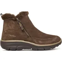 SKECHERS para mulher. 167862 Botins Relaxed Fit Easy Going Cool Zip Leather Ankle Booties castanho (36), Couro, Marrom, 3 a 5cm, Zíper, Casu