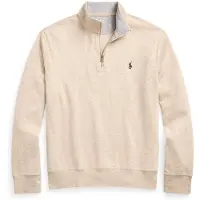Ralph Lauren para homem. 710812963017 Camisola de malha ultra-suave com fecho de correr bege (L), Casual, Algodão