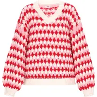 Mymo Pullover 'Young Fashion' creme / cor-de-rosa / vermelho