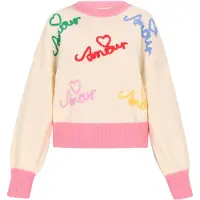 Mymo Pullover oversized 'Young Fashion' jade / rosa claro / vermelho / branco lã