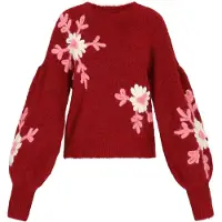 Mymo Pullover oversized cor-de-rosa / borgonha / branco natural
