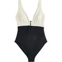 Mint Velvet Fato de banho preto / branco lã