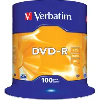 Verbatim 4.7gb 16x Velocidade Dvd-r 100 Unidades