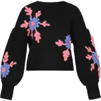 Mymo Pullover oversized azul ganga / rosa escurecido / preto