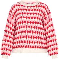 Mymo Pullover cor-de-rosa / vermelho / branco lã