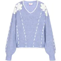 IZIA Pullover oversized azul claro / offwhite