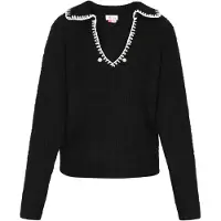 IZIA Pullover preto / branco / branco pérola