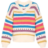IZIA Pullover oversized azure / malva / amora / branco lã