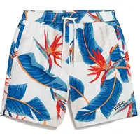 Superdry para homem. M3010232A Fato de banho com estampado havaiano reciclado branco (S), Beachwear, Polister Reciclado, Sustentável