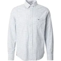Gant para homem. 3240255 Tattersall Classic Regular Fit Checked Oxford Shirt branco (M), Casual, Manga comprida, Algodão orgânico, Sustentáv
