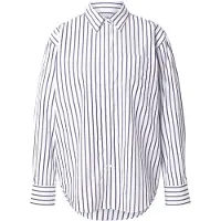 Gant para mulher. 4300239 Camisa clássica de popelina às riscas azul-marinho de corte descontraído (34), Casual, Algodão, Manga comprida