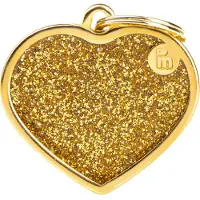 My Family Etiqueta De Identificação Para Animais De Estimação Shine Big Gold Heart