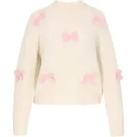 Mymo Pullover cor-de-rosa / branco lã