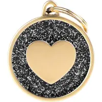 My Family Etiqueta De Identificação Para Animais De Estimação Shine Heart Glitter Gold
