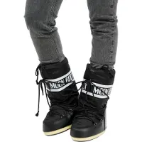 Moon Boot para mulher. 80D1400440 Botas Icon Nylon pretas (35/38), Preto, Plano, Nenhum, Casual, Neve