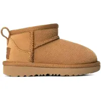 Ugg unisex para criança. 1130750T Botins de Pele Classic Ultra Mini castanho (27.5), Couro, Marrom, Plano, Zíper, Casual, moda infantil