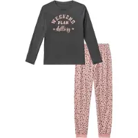 Buffalo Pijama 'Leo 1x' cinzento / rosa / preto