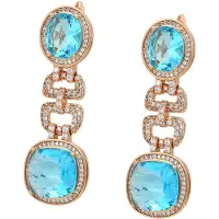 Faina Brincos aqua / ouro rosa