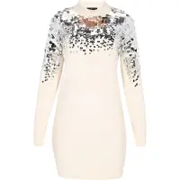 Faina Vestido de malha offwhite