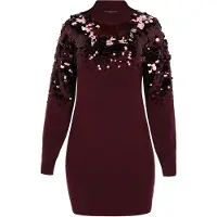 Faina Vestido de malha borgonha