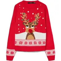 Vero Moda Pullover 'CMFrostydeer' mistura de cores / vermelho