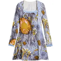 Desigual , Vestido canelado com botões, Azul, S