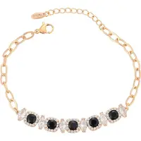 Faina Pulseira ouro rosa / preto / transparente