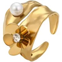 Faina Anel ouro / transparente / branco pérola