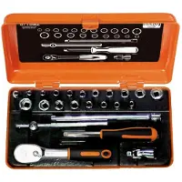 Bahco Conjunto De Soquetes 1/4´´ Square Metric-imperial Hexagonal Profile And Ratchet Pear-type Head 25 Unidades