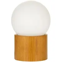 Pauleen Candeeiro de mesa Woody Shine, base de madeira, globo de vidro
