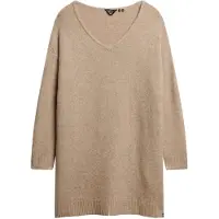 Superdry para mulher. W8011762A Vestido bege de grandes dimensões (S), Casual, Acrílico, Manga comprida