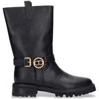Twinset para mulher. 252TCP192 Botas de couro de ciclista pretas (37), Preto, Plano, Nenhum, Casual