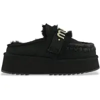 Mou para mulher. MU.FW681006A Socas Echo em pele com logótipo e correia preta (38), Couro, Preto, 3 a 5cm, Nenhum, Casual