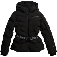 Superdry para mulher. WS110178A Casaco Acolchoado de Esqui Luxe com Cinto preto (S), Casual, Esportivo, Poliéster, Neve