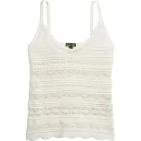 Superdry para mulher. W6012031A Top de croché branco (XL), Casual, Algodão, Sem mangas / correias