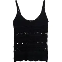 Superdry para mulher. W6012031A Top de croché preto (XS), Casual, Algodão, Sem mangas / correias