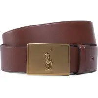 Ralph Lauren para homem. 405691693002 Cinto de couro com fivela de chapa de cavalo castanha (42 cm), Marrom, Casual, Pele