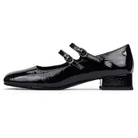 Martinelli para mulher. S021-B510HY Sabrinas em pele Serpenti preta (36), Couro, Preto, 3 a 5cm, Fivela, Casual, Clássico