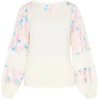 Ebeeza Blusa azul / cor-de-rosa / offwhite