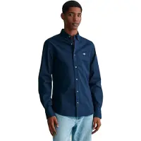Gant para homem. 3230115 Camisa Oxford Slim Fit com elástico azul-marinho (S), Casual, Algodão, Clássico, Manga comprida
