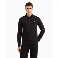 EA7 para homem. 8NPF15_PJVQZ Pólo Core Identity de manga comprida em algodão stretch preto (XXS), Casual
