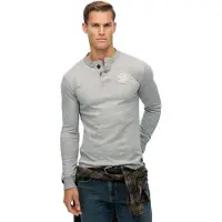 Superdry para homem. M6010904A T-shirt Vintage Athletic Grandad cinzenta (XL), Casual, Cinza, Algodão, Manga comprida