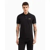 EA7 para homem. 8NPF14_PJVQZ Pólo Core Identity em algodão elástico preto (XXS), Casual, Esportivo, Multisport, Manga curta