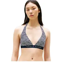 Tommy Hilfiger para mulher. UW0UW05945 Top de biquíni acolchoado azul-marinho original (S), Beachwear, Náilon