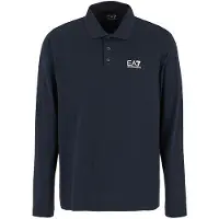 EA7 para homem. 8NPF15_PJVQZ Pólo Core Identity de manga comprida em algodão elástico azul-marinho (XL), Casual, Esportivo, Multisport