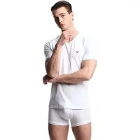 Emporio Armani Camiseta De Manga Curta Com Decote Em V Stretch Cotton Jersey